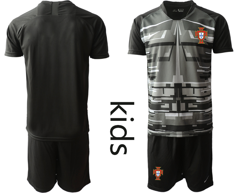 Youth 2021 European Cup Portugal black goalkeeper Soccer Jersey->portugal jersey->Soccer Country Jersey